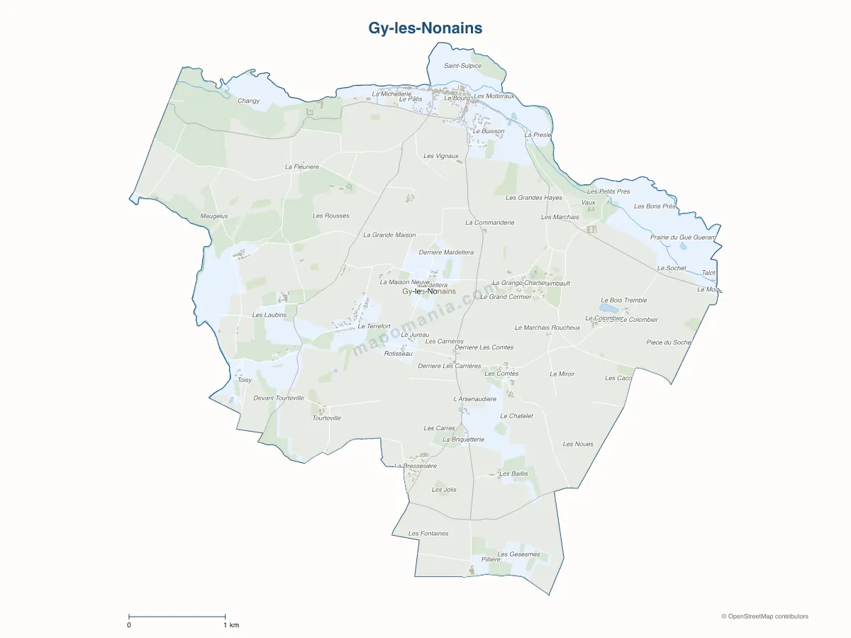 Carte de Gy-les-Nonains à personnaliser