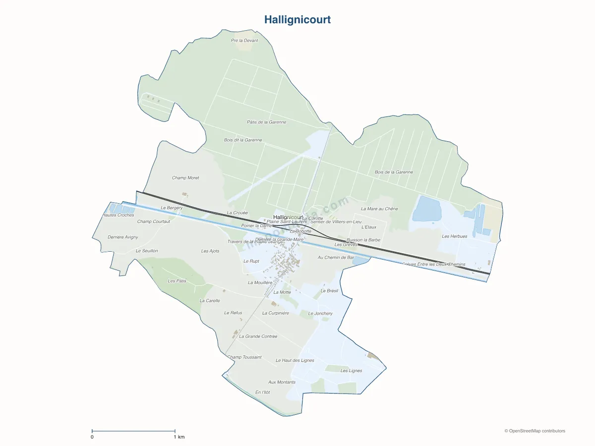 Carte de Hallignicourt à personnaliser