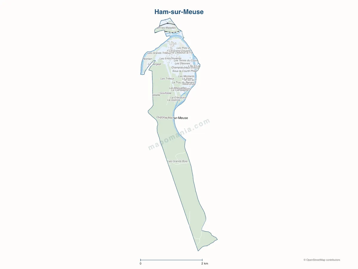 Carte de Ham-sur-Meuse à personnaliser