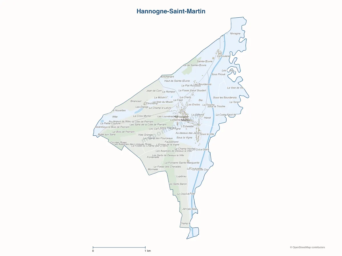 Carte de Hannogne-Saint-Martin à personnaliser