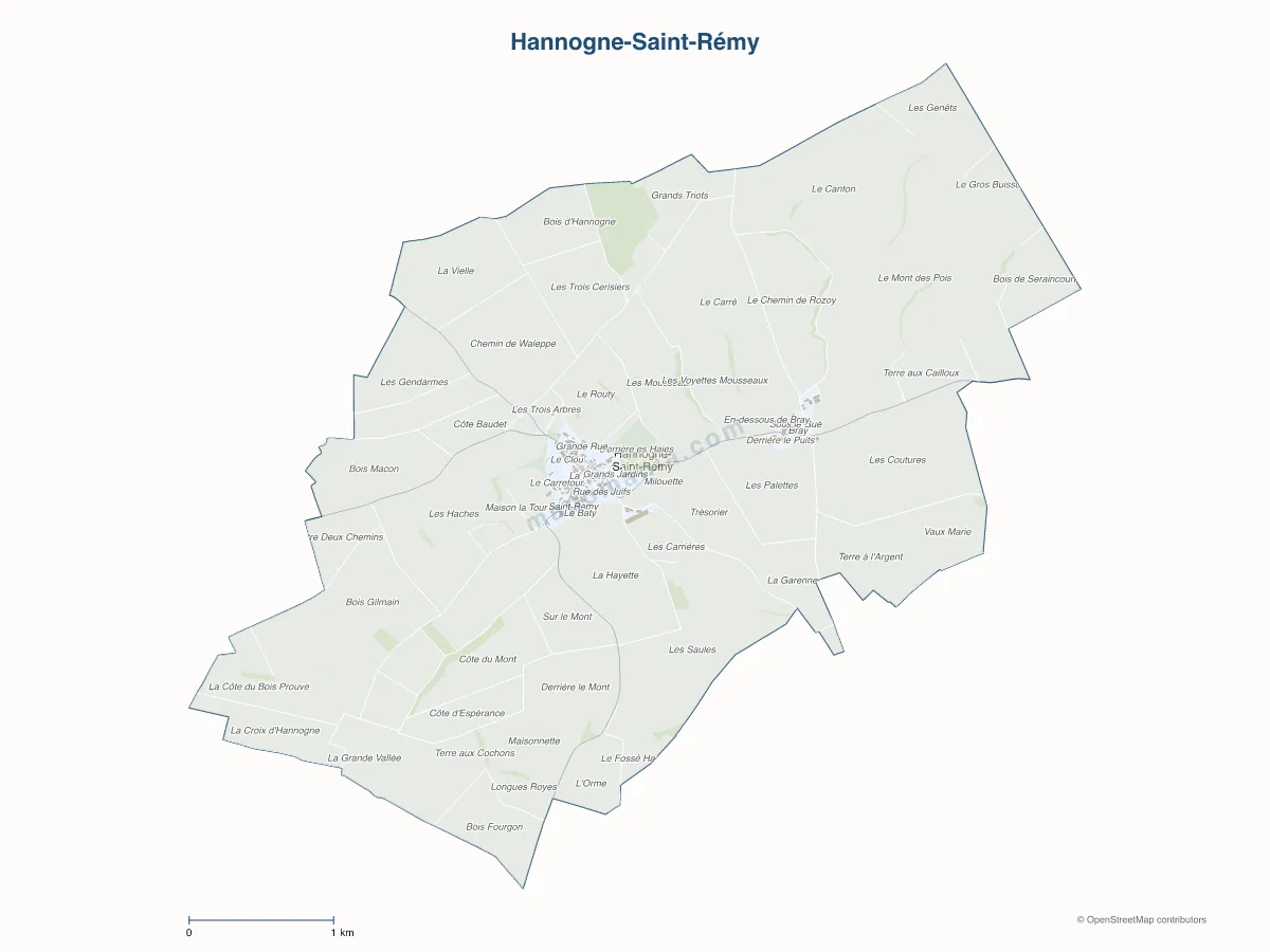 Carte de Hannogne-Saint-Rémy à personnaliser