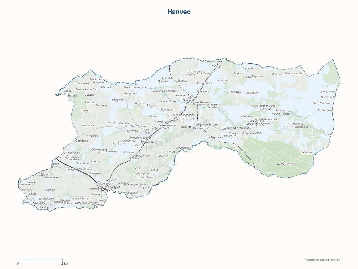 Carte de Hanvec à personnaliser