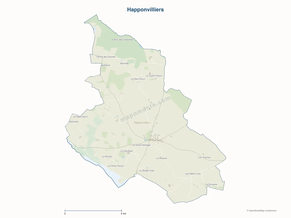Carte de Happonvilliers à personnaliser