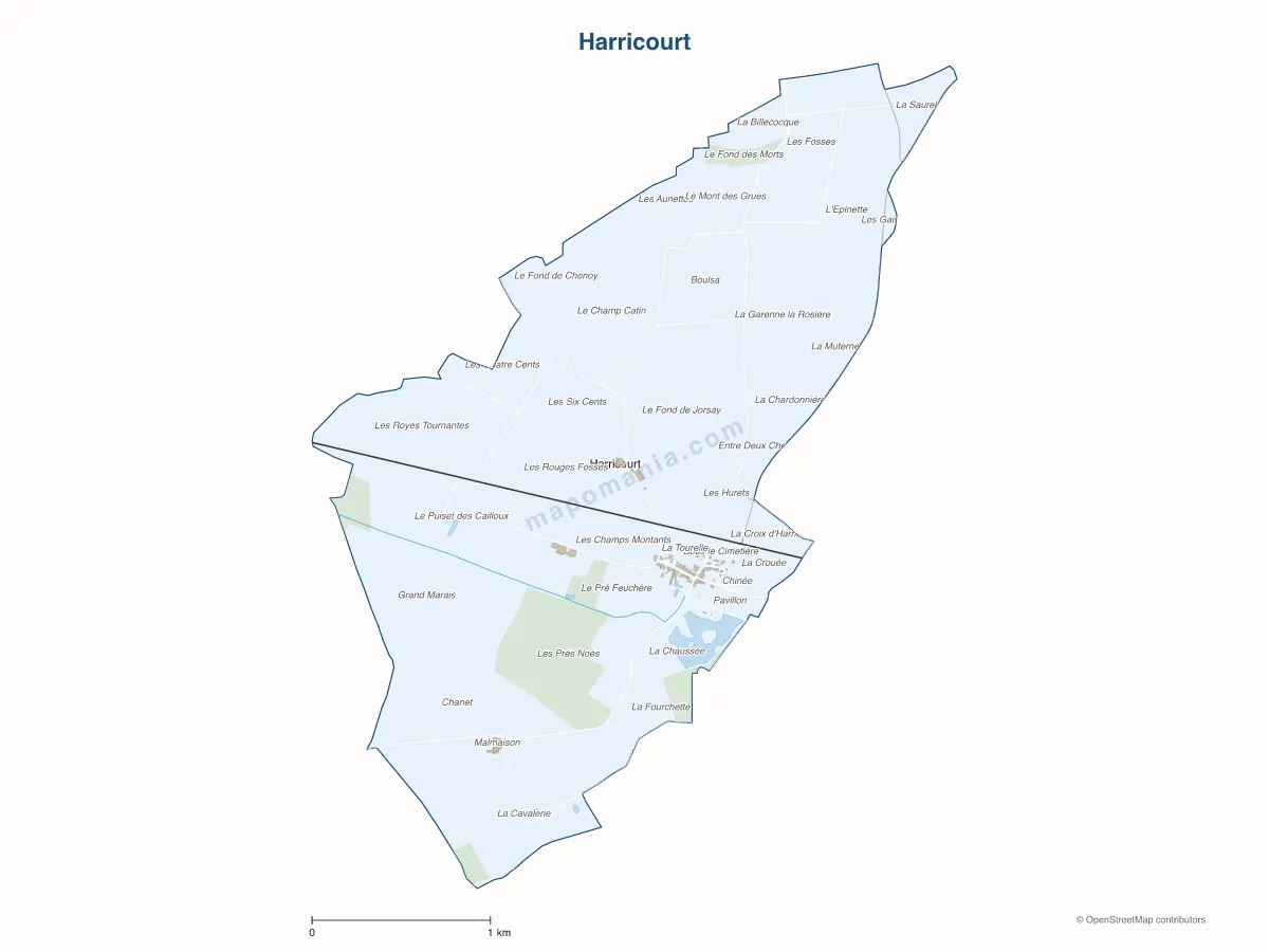 Carte de Harricourt à personnaliser