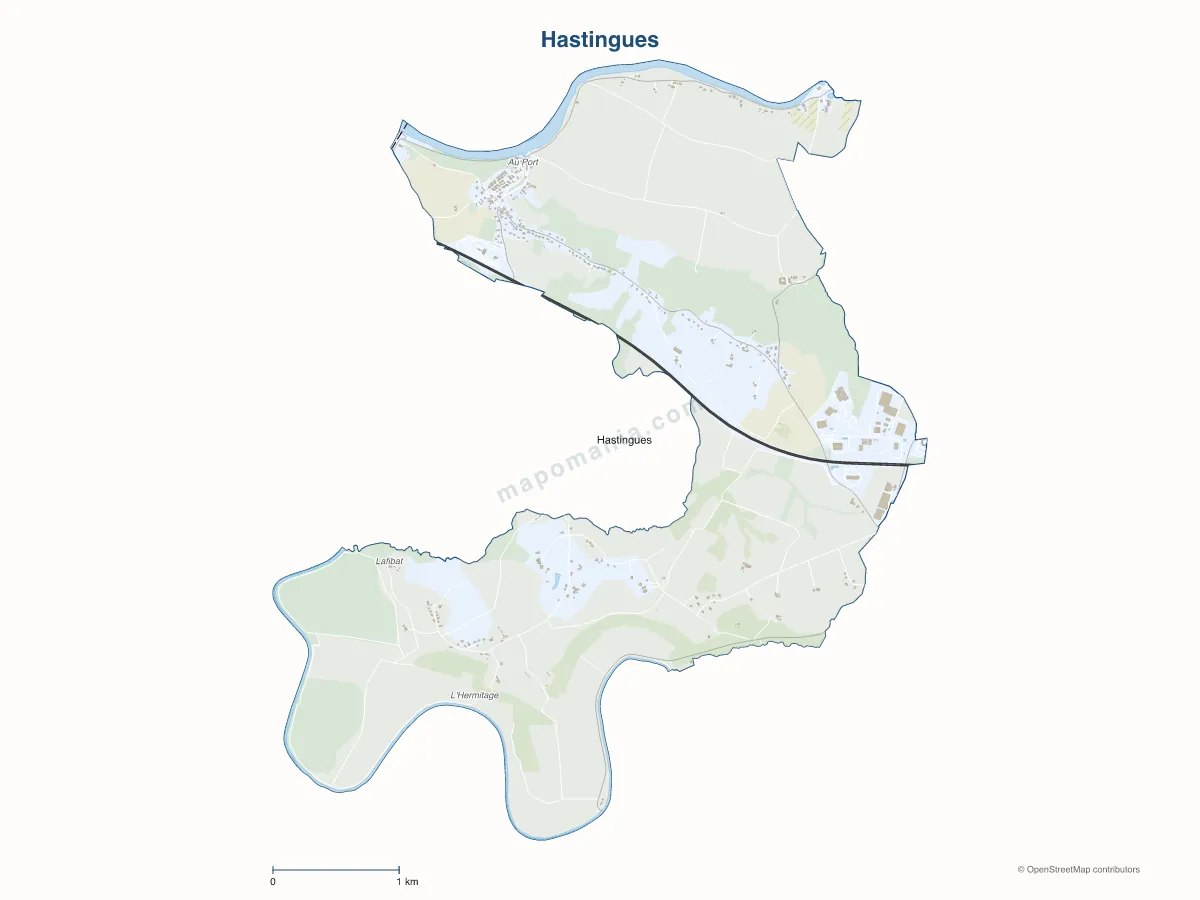 Carte de Hastingues à personnaliser