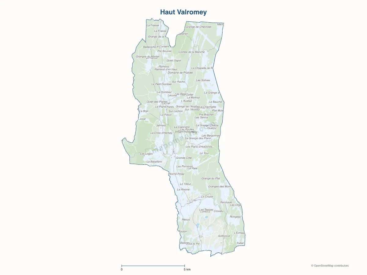 Carte de Haut Valromey à personnaliser