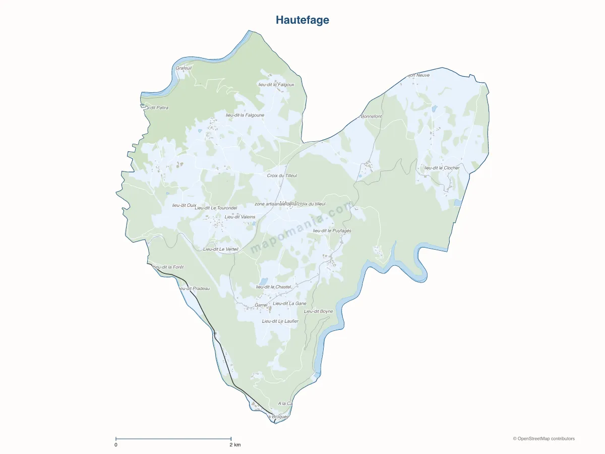 Carte de Hautefage à personnaliser