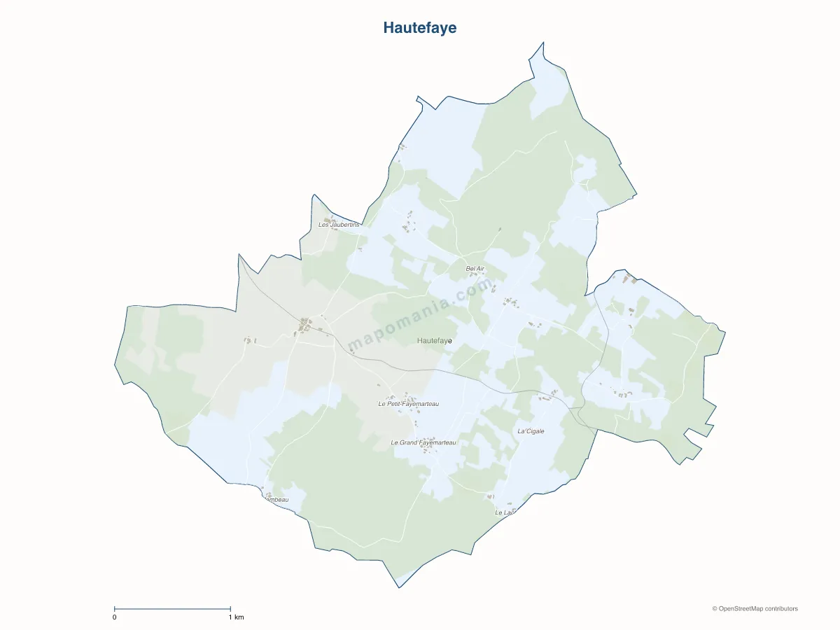 Carte de Hautefaye à personnaliser