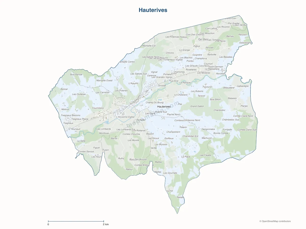 Carte de Hauterives à personnaliser