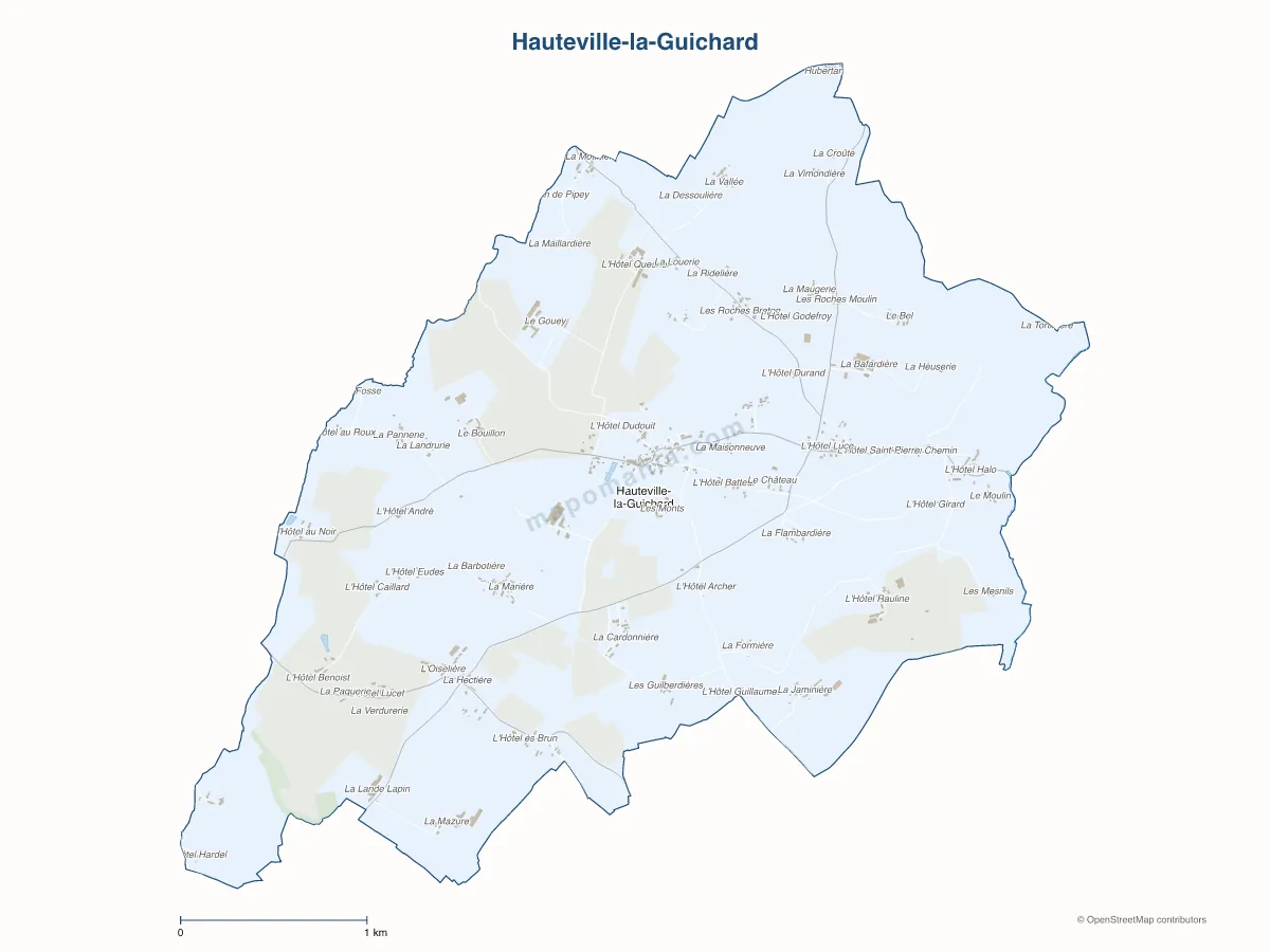 Carte de Hauteville-la-Guichard à personnaliser