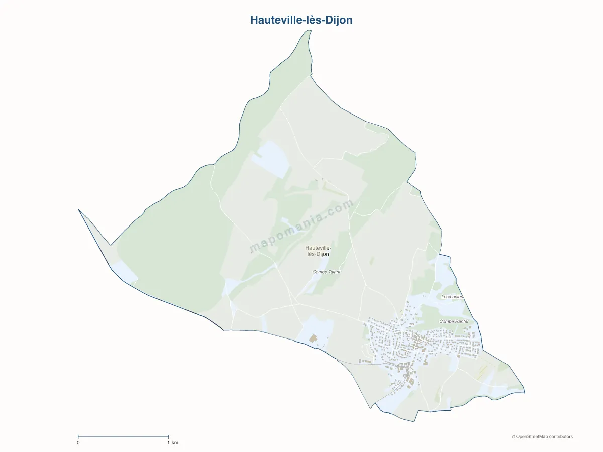 Carte de Hauteville-lès-Dijon à personnaliser