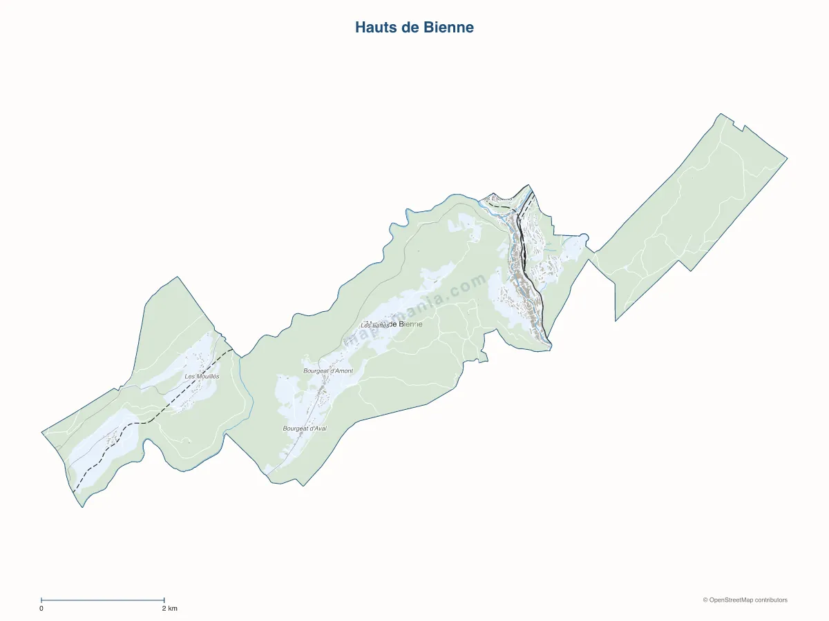 Carte de Hauts de Bienne à personnaliser