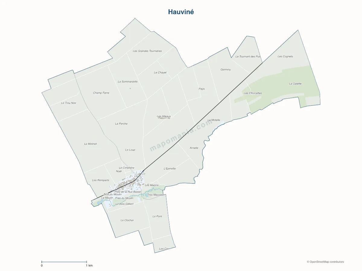 Carte de Hauviné à personnaliser