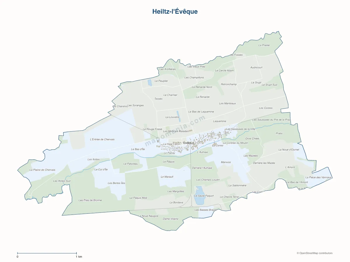 Carte de Heiltz-l'Évêque à personnaliser