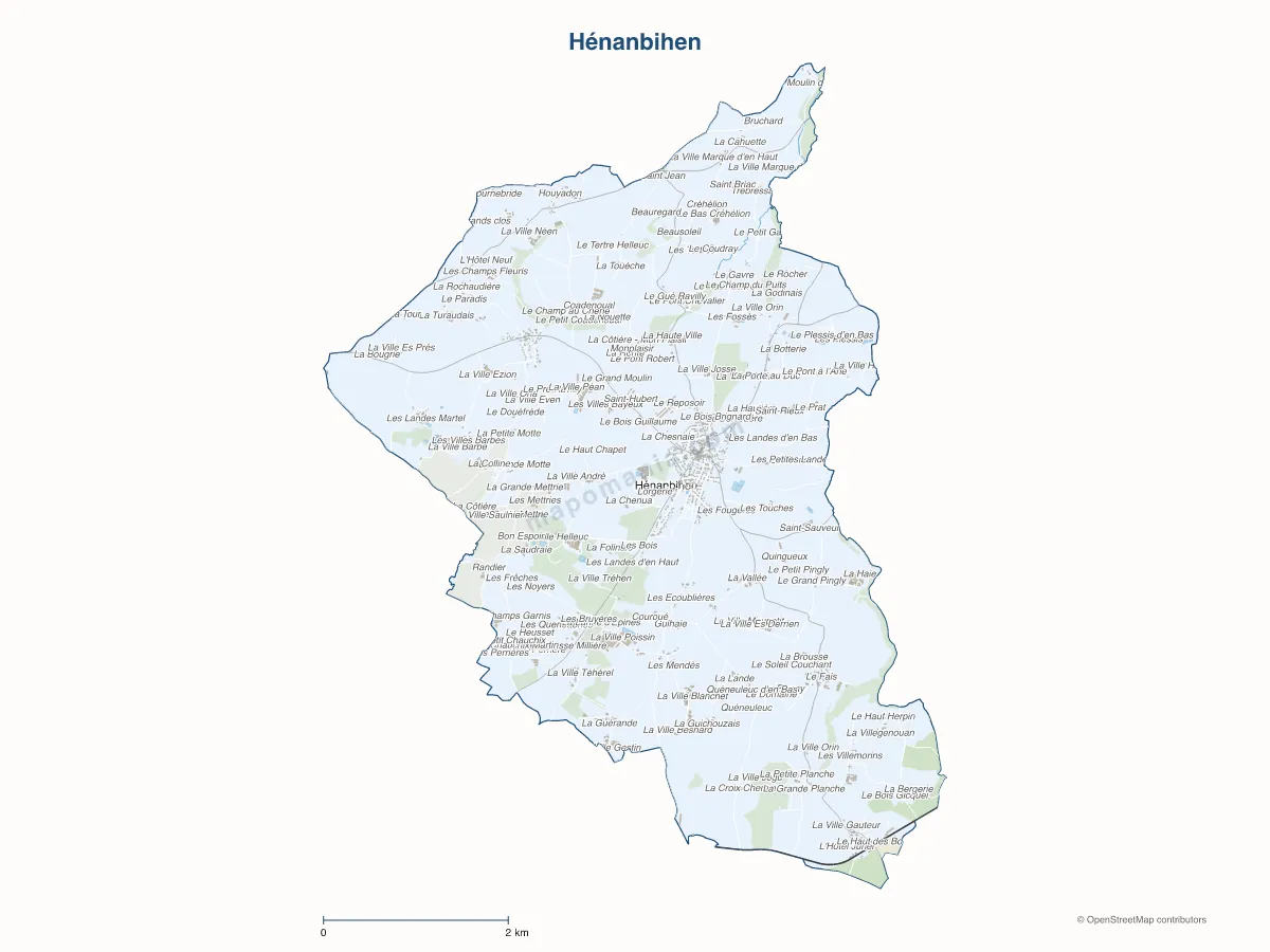 Carte de Hénanbihen à personnaliser
