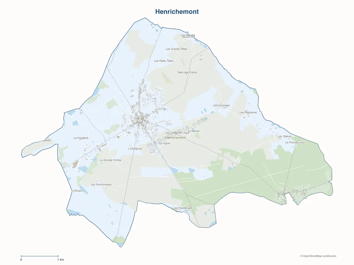 Carte de Henrichemont à personnaliser