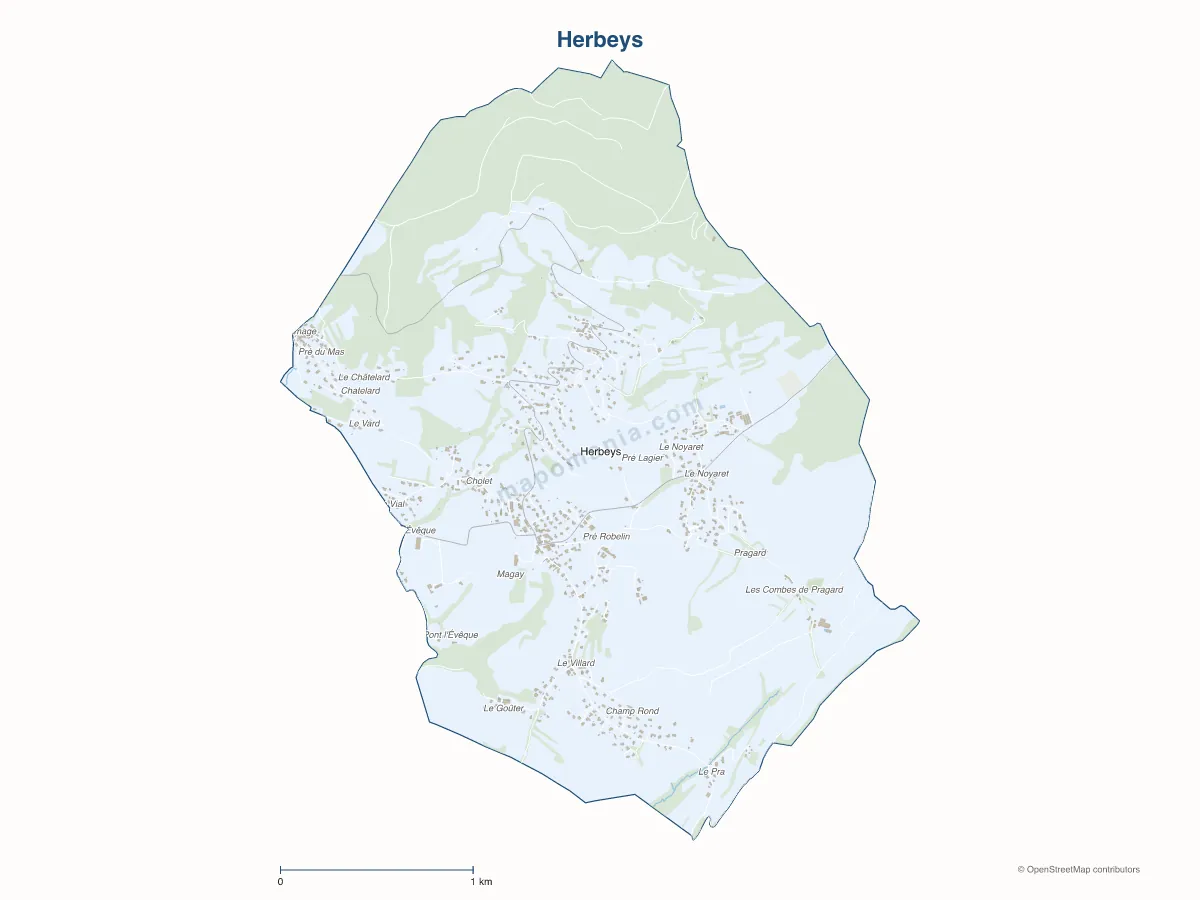 Carte de Herbeys à personnaliser