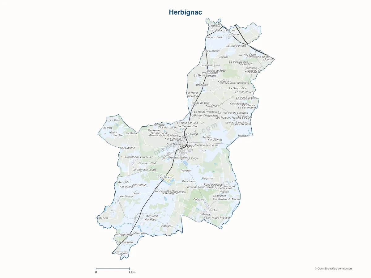 Carte de Herbignac à personnaliser