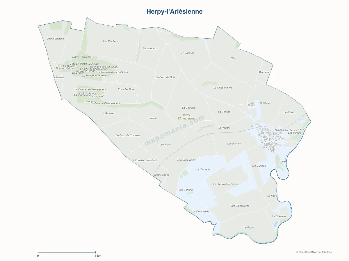 Carte de Herpy-l'Arlésienne à personnaliser