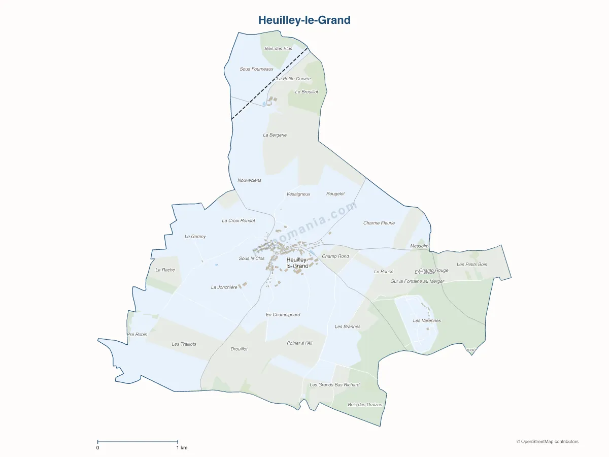 Carte de Heuilley-le-Grand à personnaliser