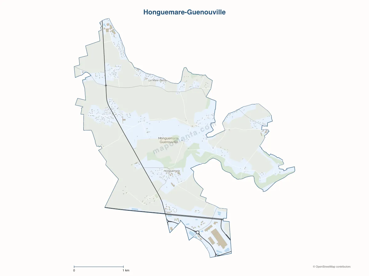 Carte de Honguemare-Guenouville à personnaliser