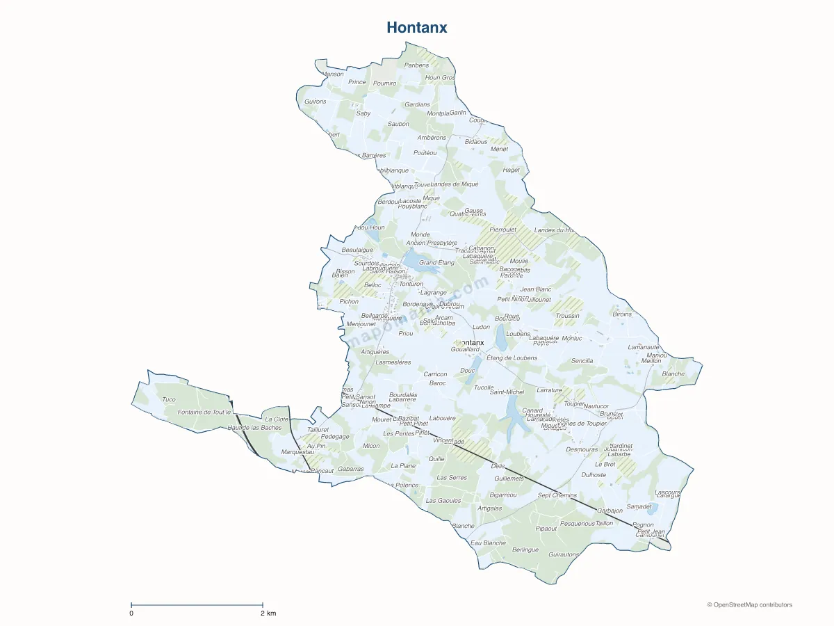 Carte de Hontanx à personnaliser