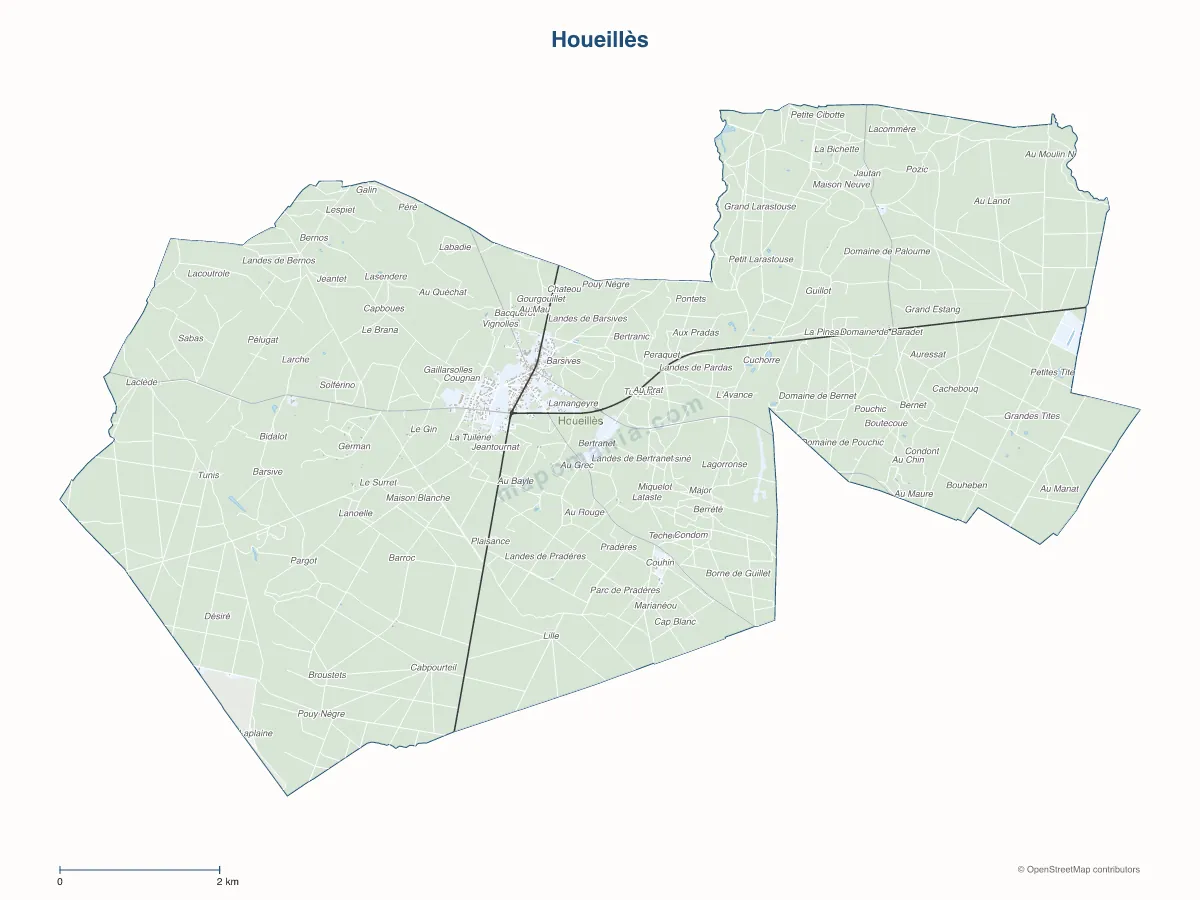 Carte de Houeillès à personnaliser