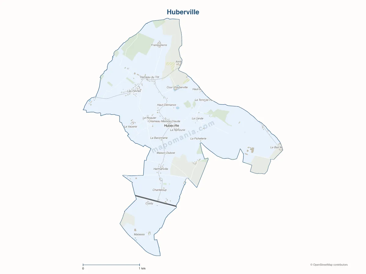 Carte de Huberville à personnaliser