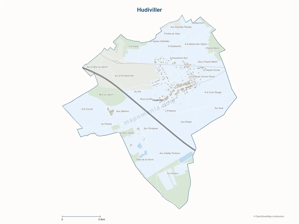 Carte de Hudiviller à personnaliser