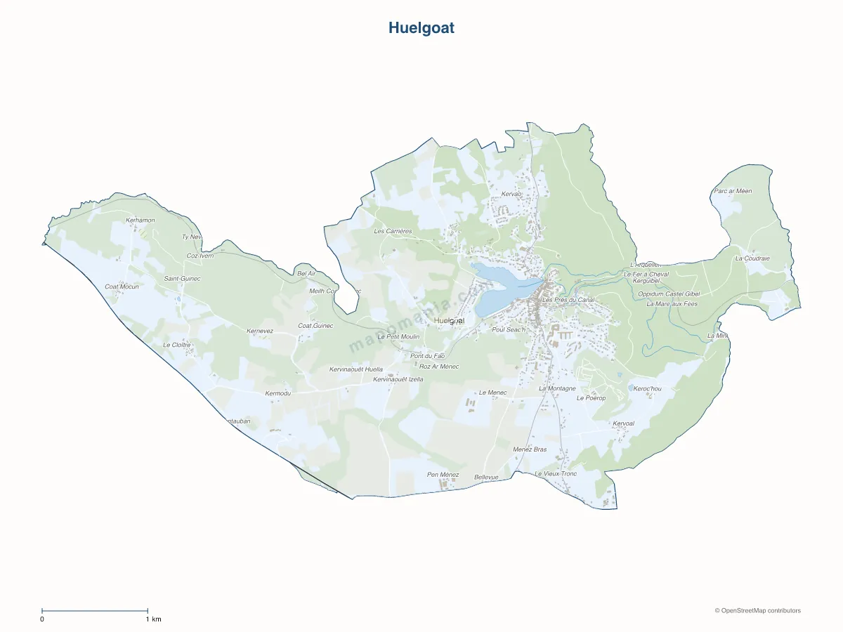 Carte de Huelgoat à personnaliser