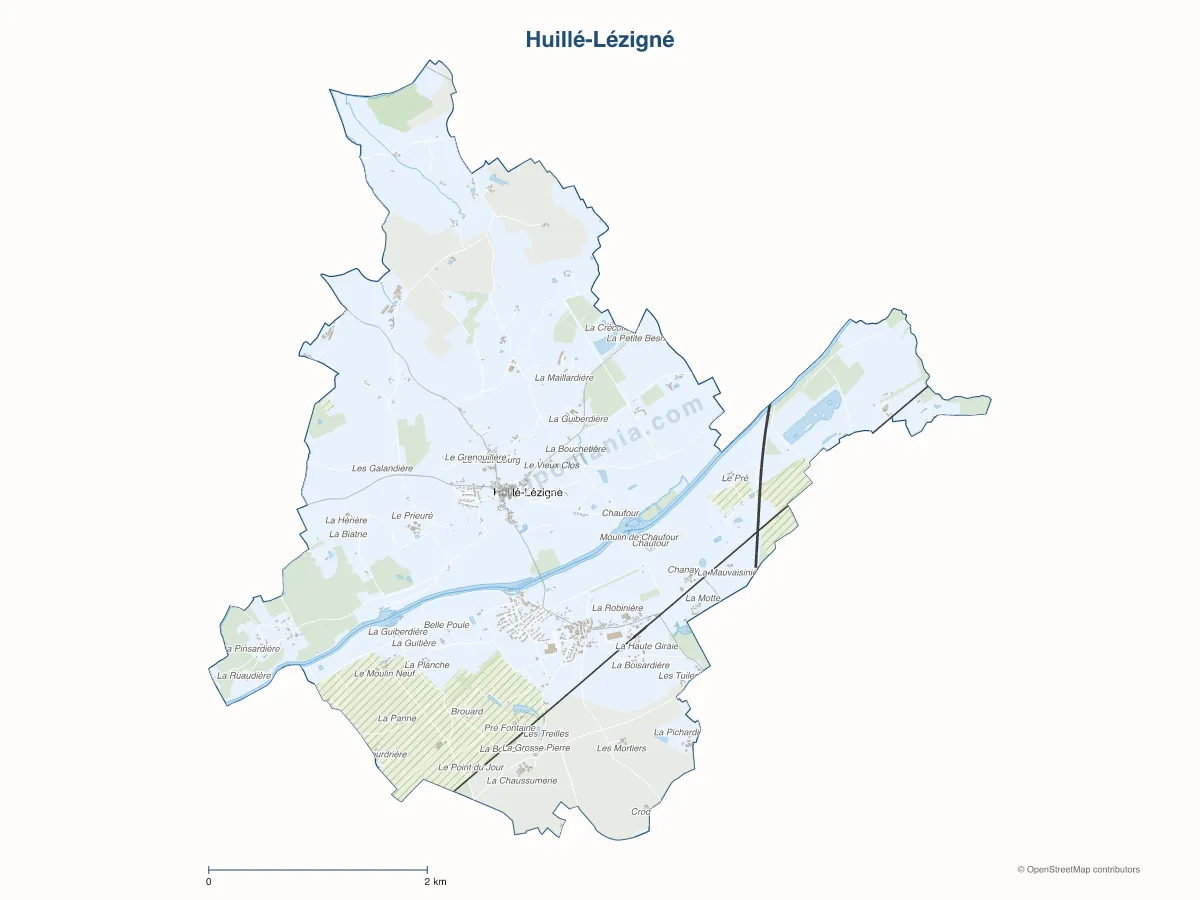 Carte de Huillé-Lézigné à personnaliser