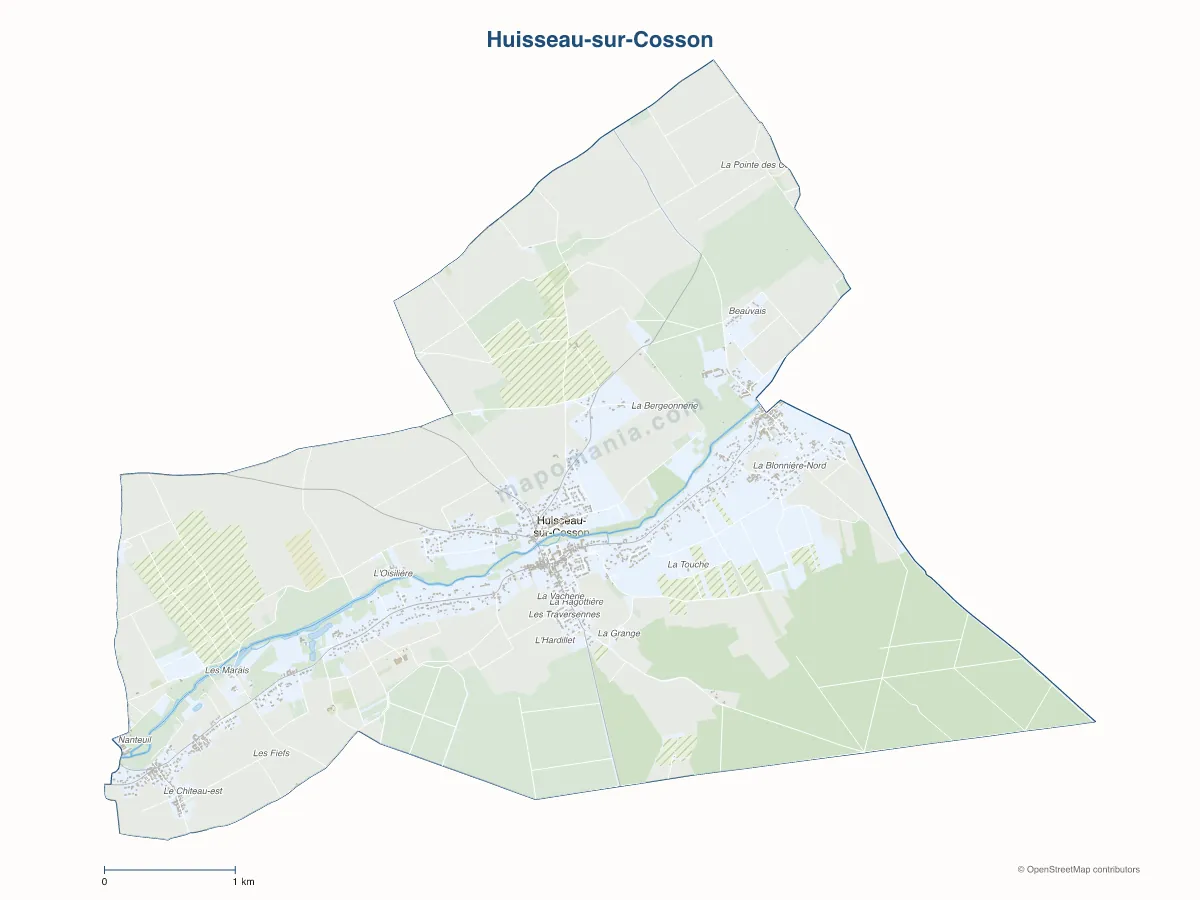 Carte de Huisseau-sur-Cosson à personnaliser