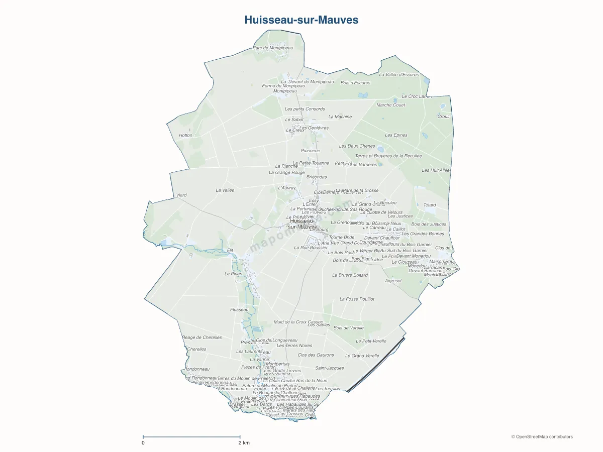 Carte de Huisseau-sur-Mauves à personnaliser