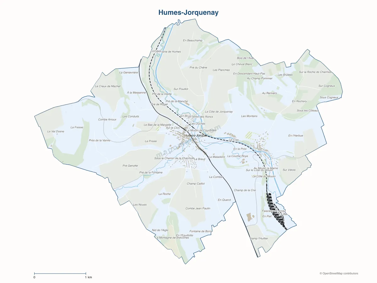 Carte de Humes-Jorquenay à personnaliser