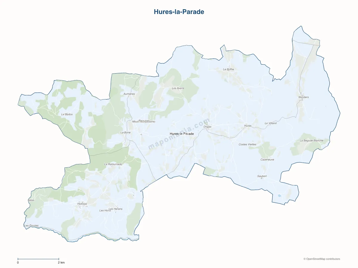 Carte de Hures-la-Parade à personnaliser