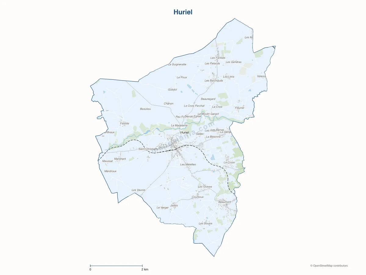 Carte de Huriel à personnaliser