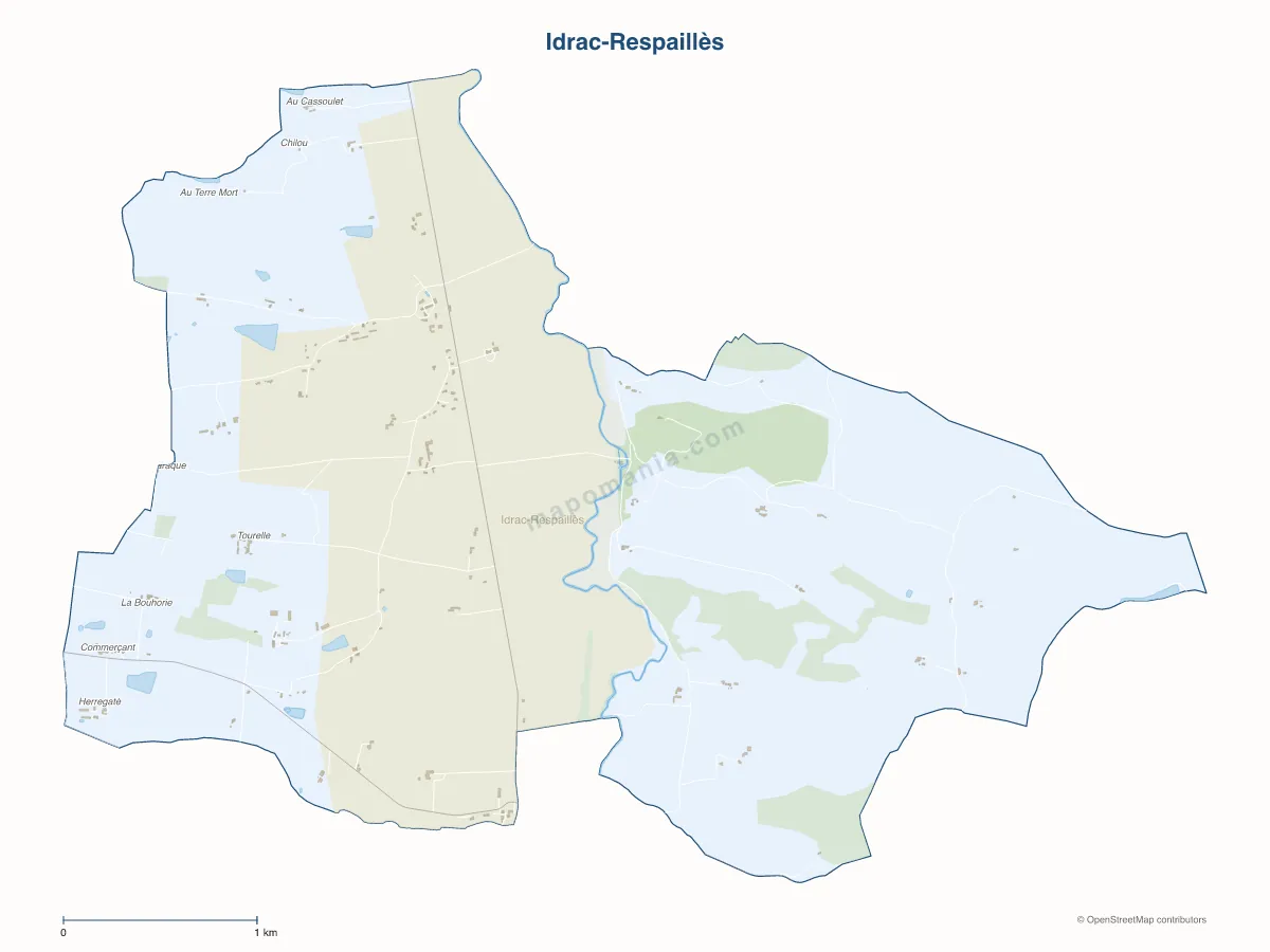 Carte de Idrac-Respaillès à personnaliser