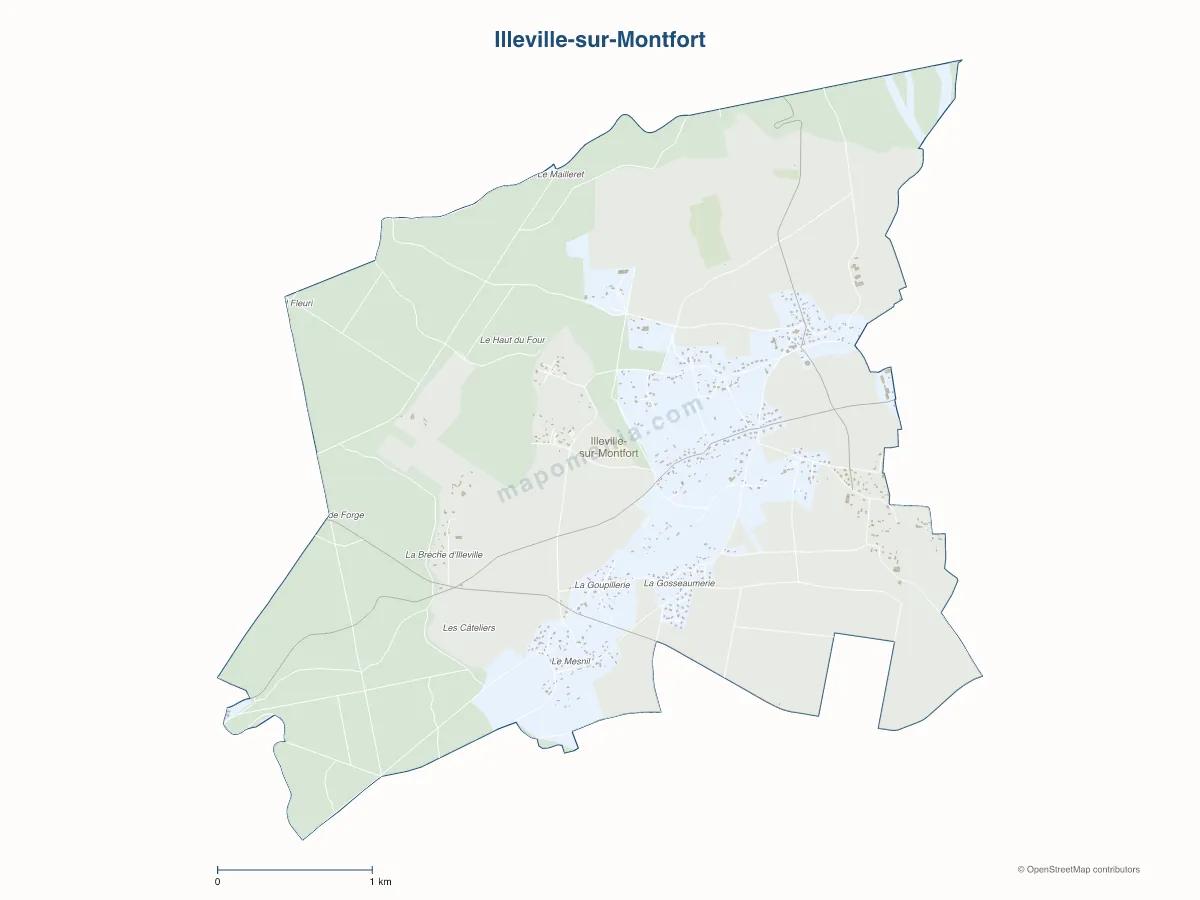 Carte de Illeville-sur-Montfort à personnaliser