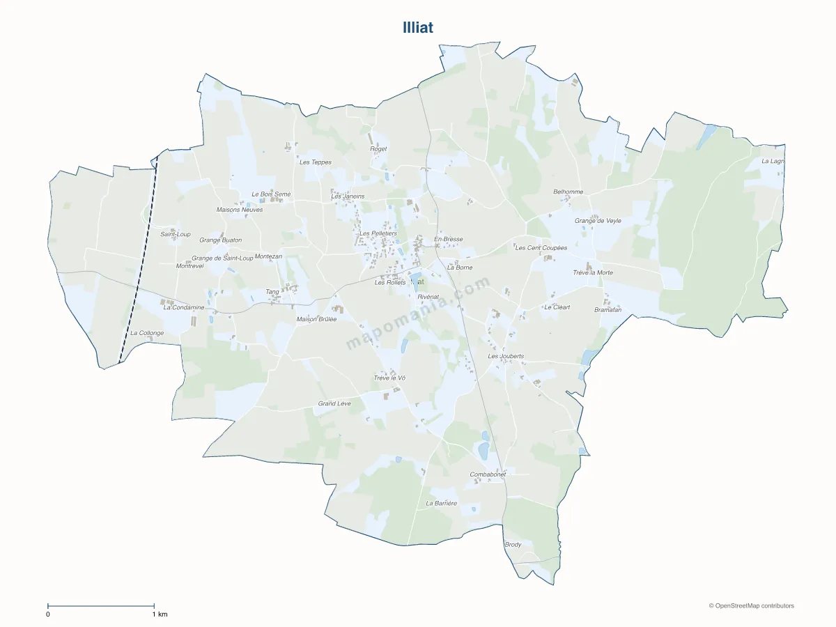 Carte de Illiat à personnaliser