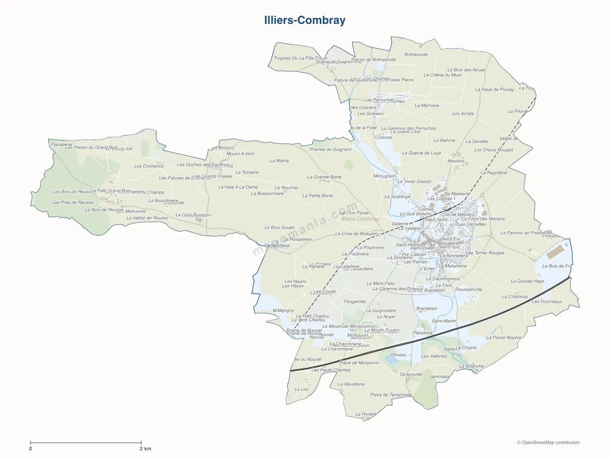 Carte de Illiers-Combray à personnaliser