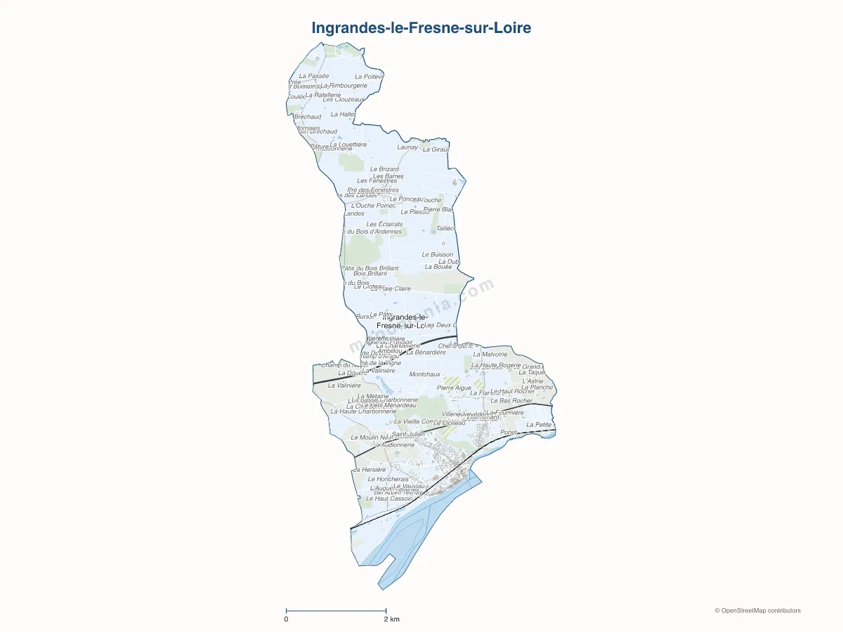 Carte de Ingrandes-le-Fresne-sur-Loire à personnaliser