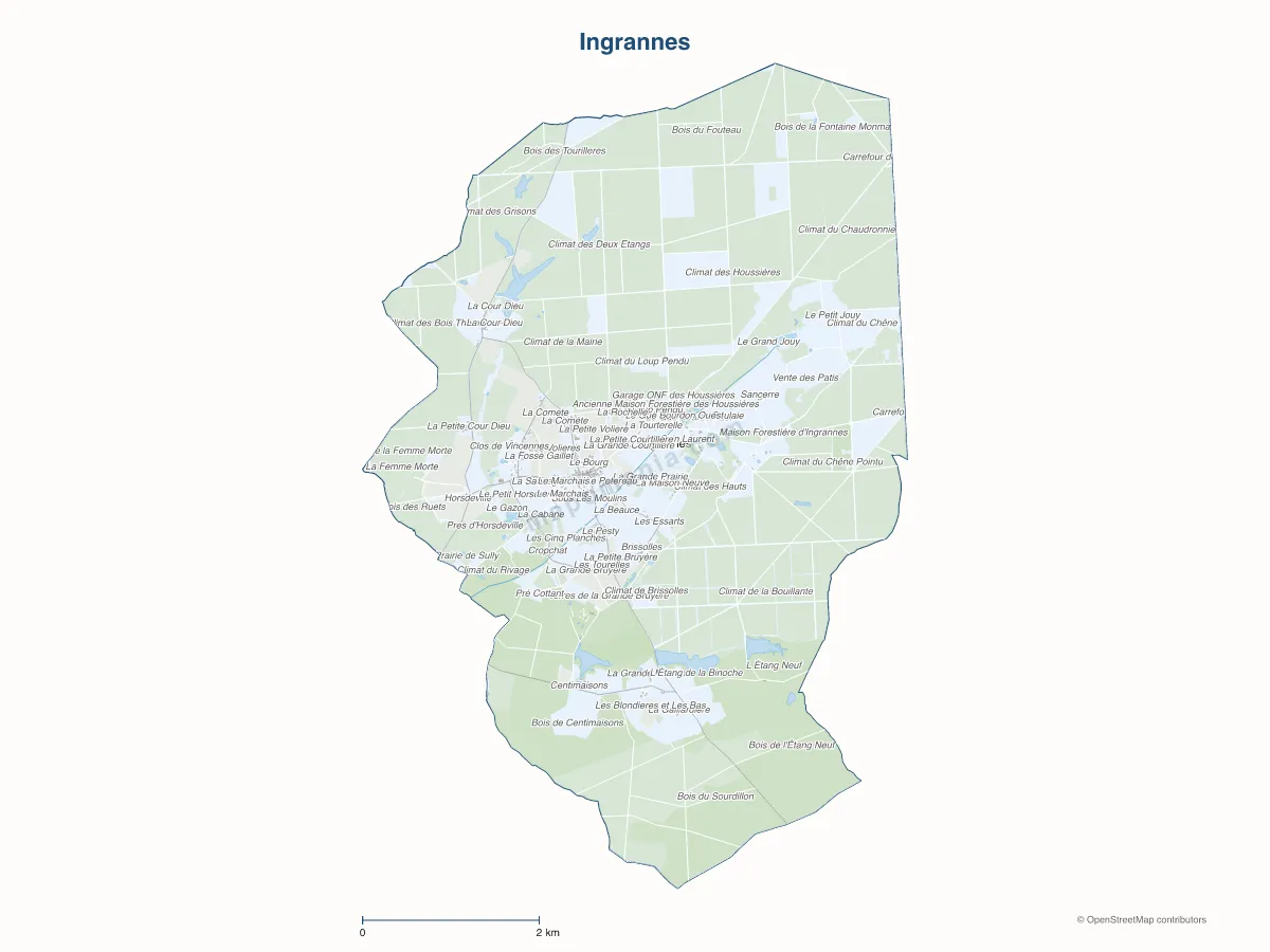 Carte de Ingrannes à personnaliser