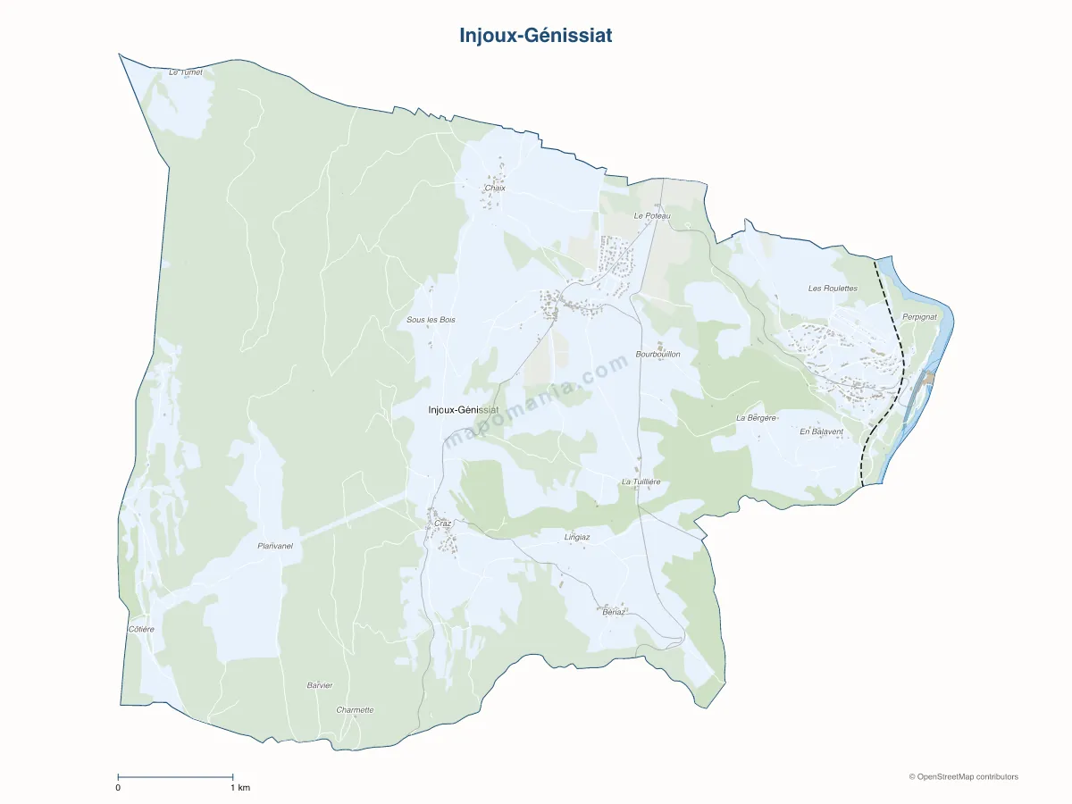 Carte de Injoux-Génissiat à personnaliser