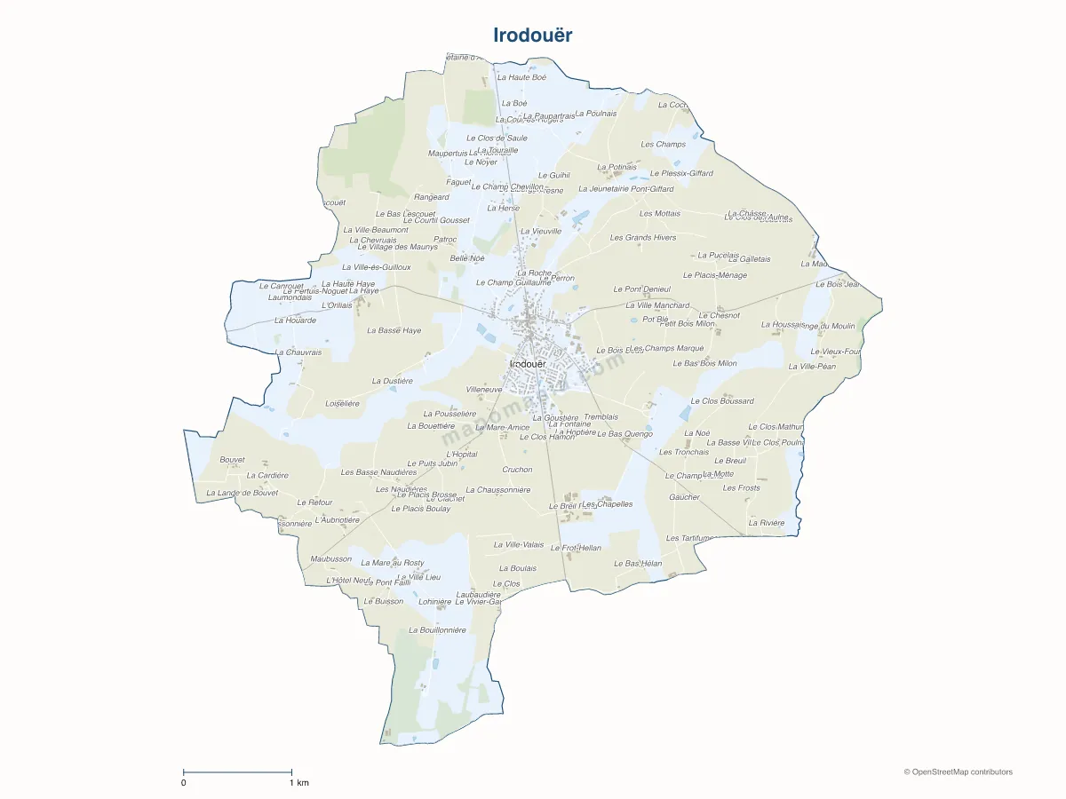 Carte de Irodouër à personnaliser