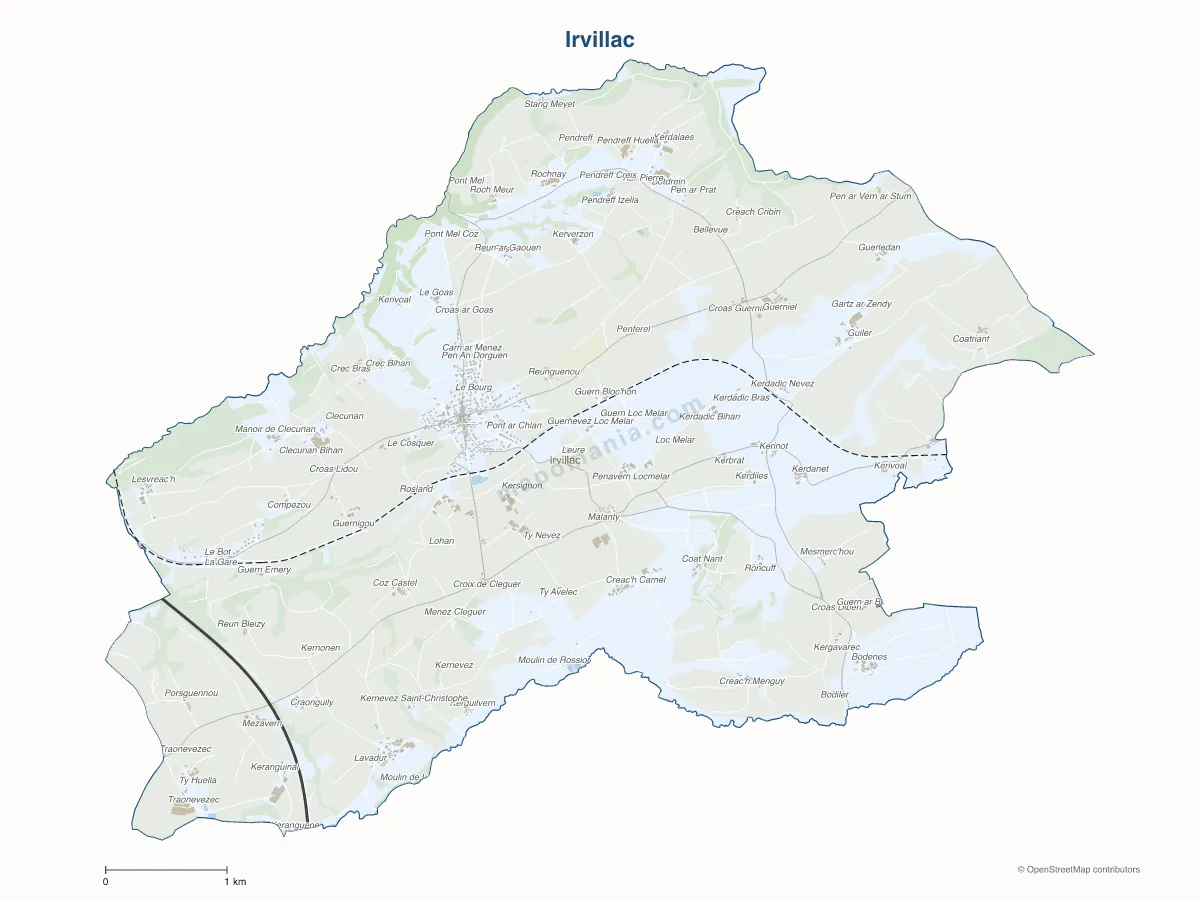 Carte de Irvillac à personnaliser