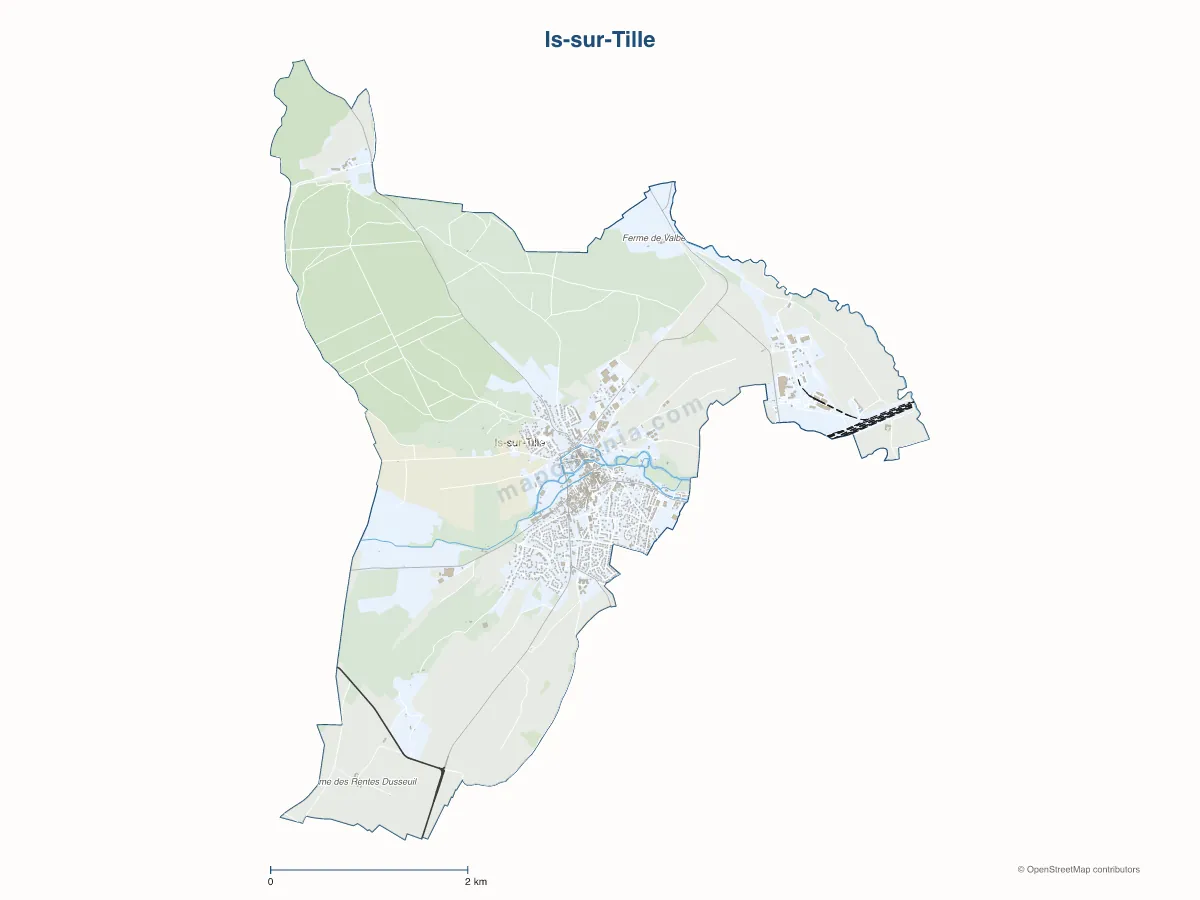 Carte de Is-sur-Tille à personnaliser