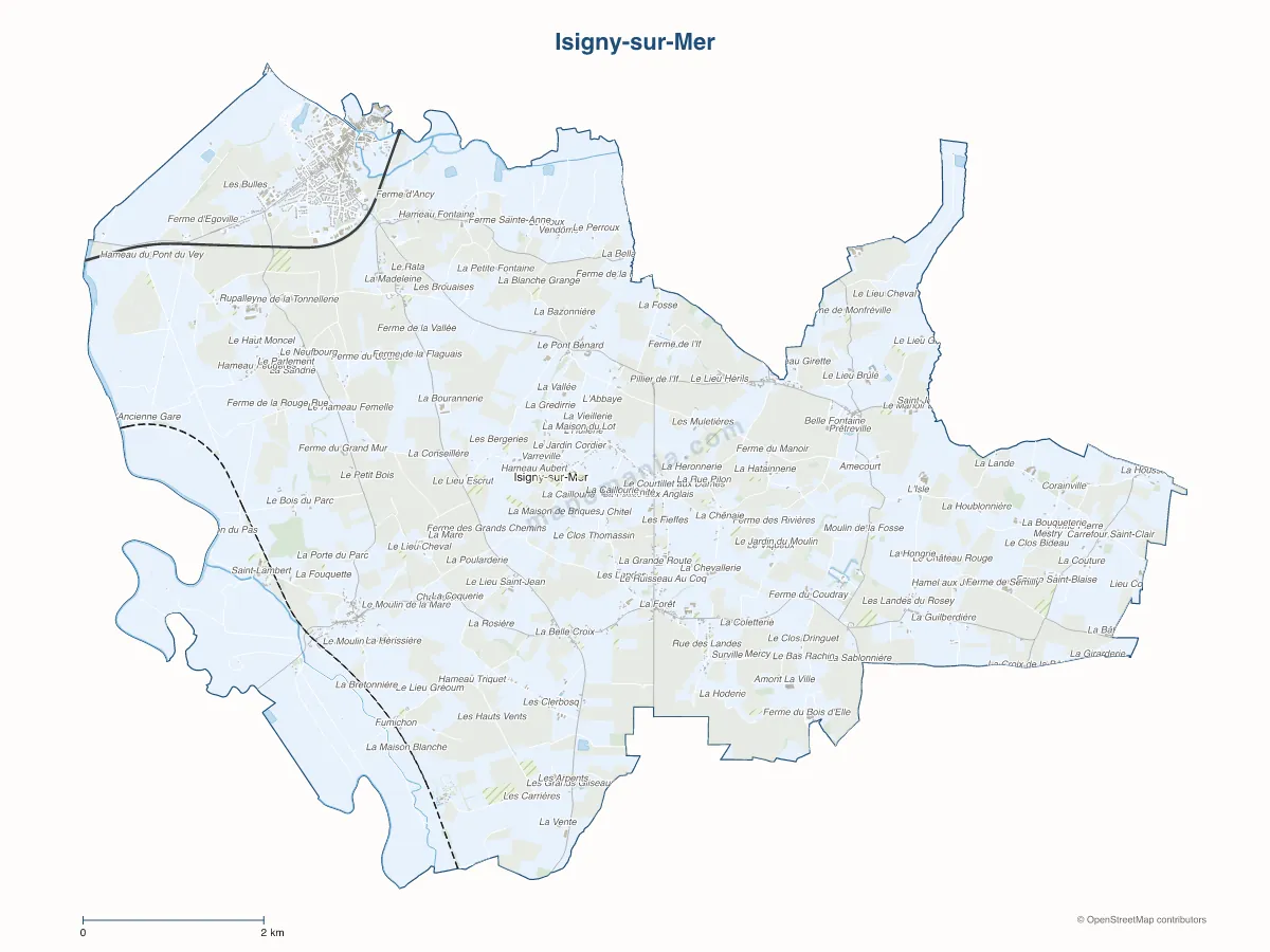 Carte de Isigny-sur-Mer à personnaliser