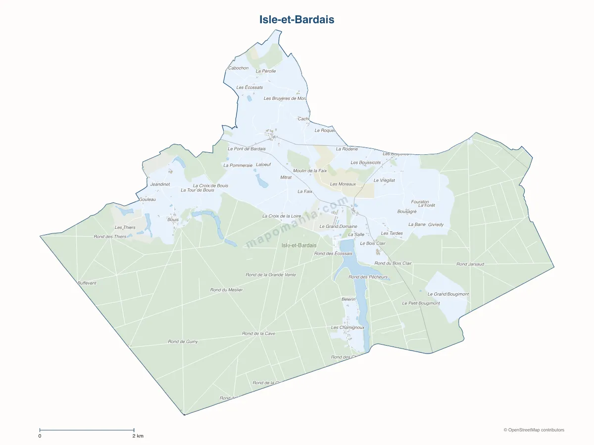 Carte de Isle-et-Bardais à personnaliser
