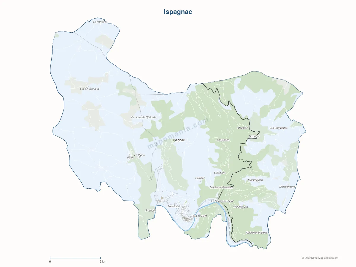 Carte de Ispagnac à personnaliser