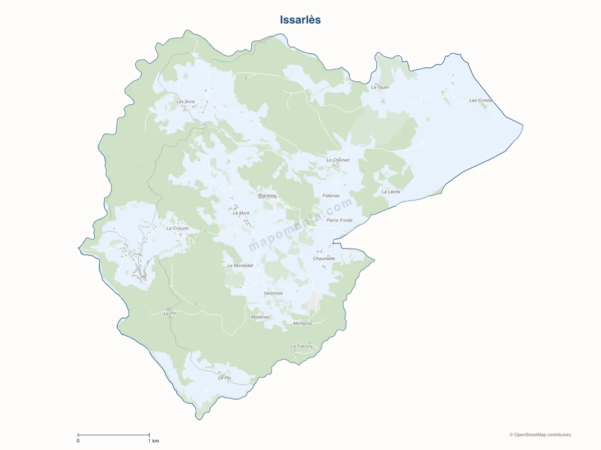 Carte de Issarlès à personnaliser